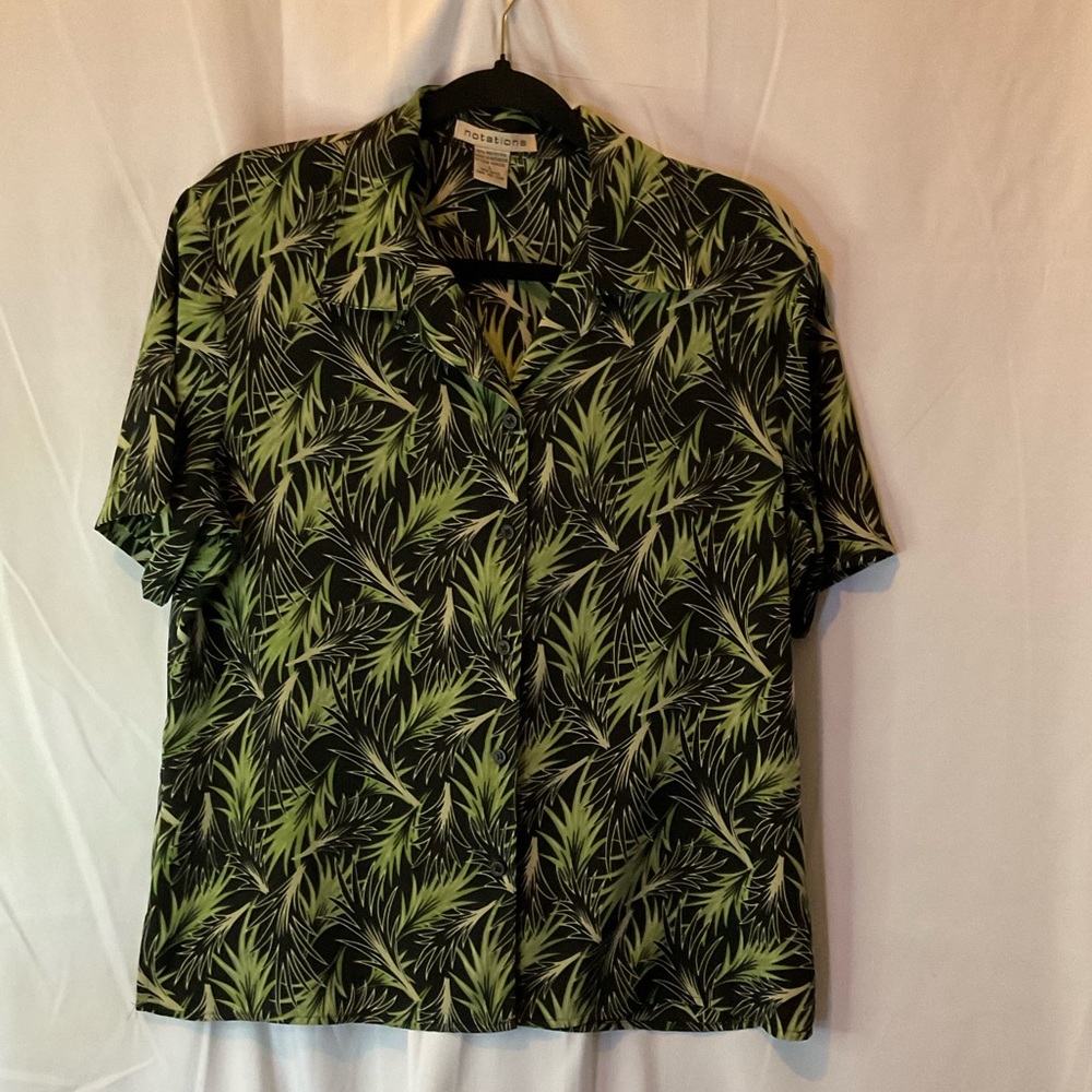 Notations Women’s Vintage Tropical Hawaiian Short Sleeve Button Up Size Large